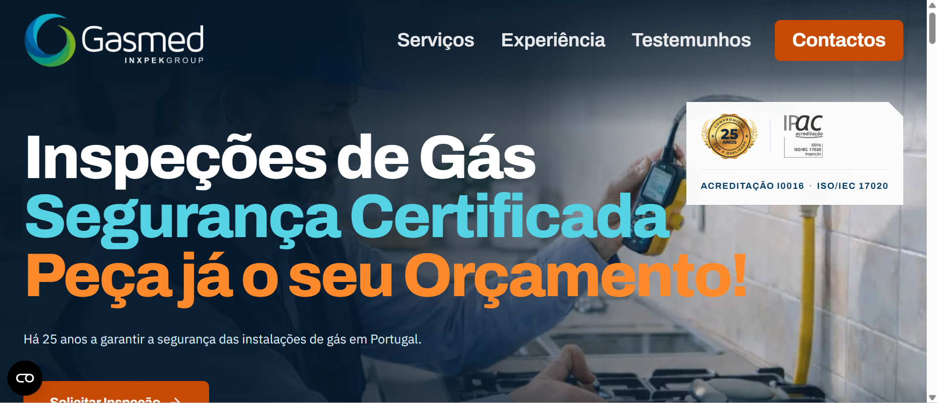 Website Gasmed — Inspeção de Gás