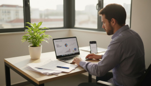 Empresário a avaliar o desempenho das suas campanhas de email marketing