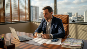 Gestor analisa informações digitais no seu gabinete