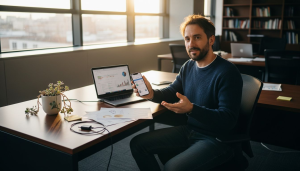 O responsável avalia as notificações enviadas nas campanhas de marketing através de dispositivos móveis.