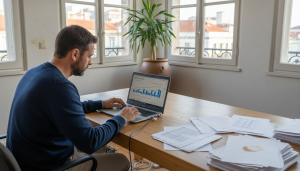 Responsável de PME analisa os gráficos de automação